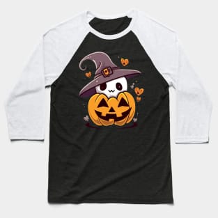 Lovely Ghost in a Pumpkin with witch hat Baseball T-Shirt